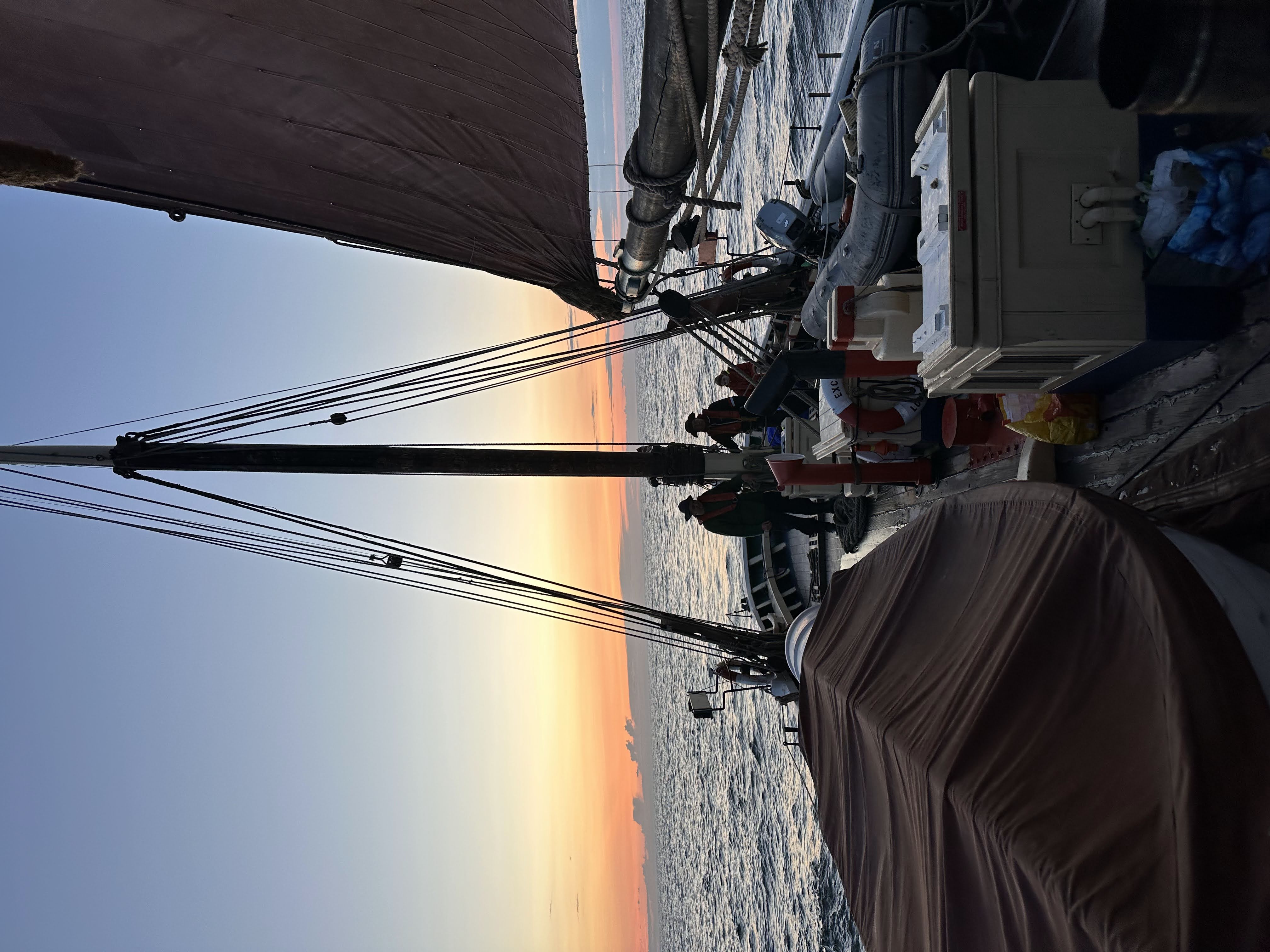 Sunset over the deck of the Excelsior